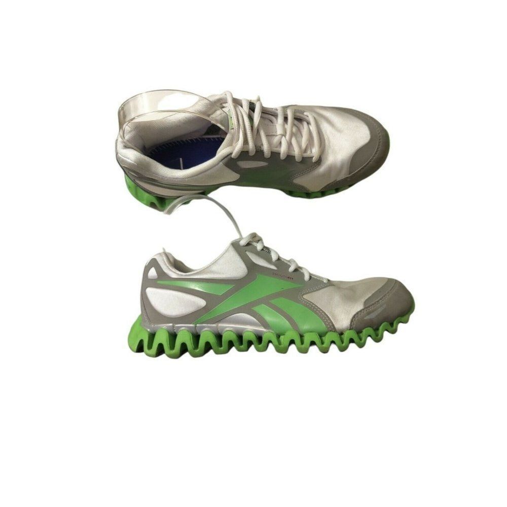 Reebok women's zignano Premier sneakers Neon Green/Gray Smooth Fit Shoes sz 7.5